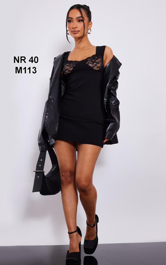 Petite Black Lace Cup Bodycon Dress