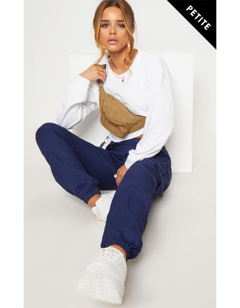Petite Navy Pocket Detail Cargo Pants