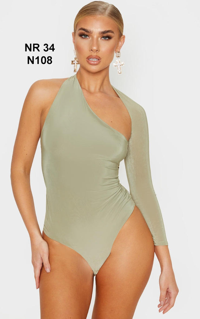 Sage One Shoulder Asymmetric Bodysuit