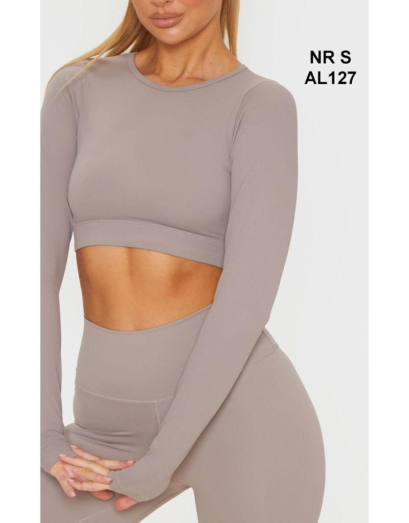 Taupe Sculpt Luxe Long Sleeve Sports Top