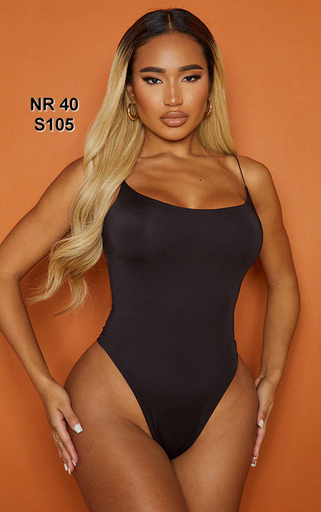 Shape Black Slinky Spaghetti Strap Bodysuit