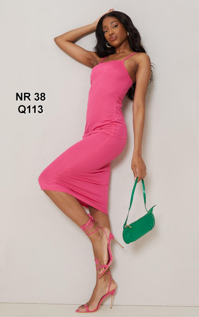 Tall Hot Pink Strappy Midi Dress