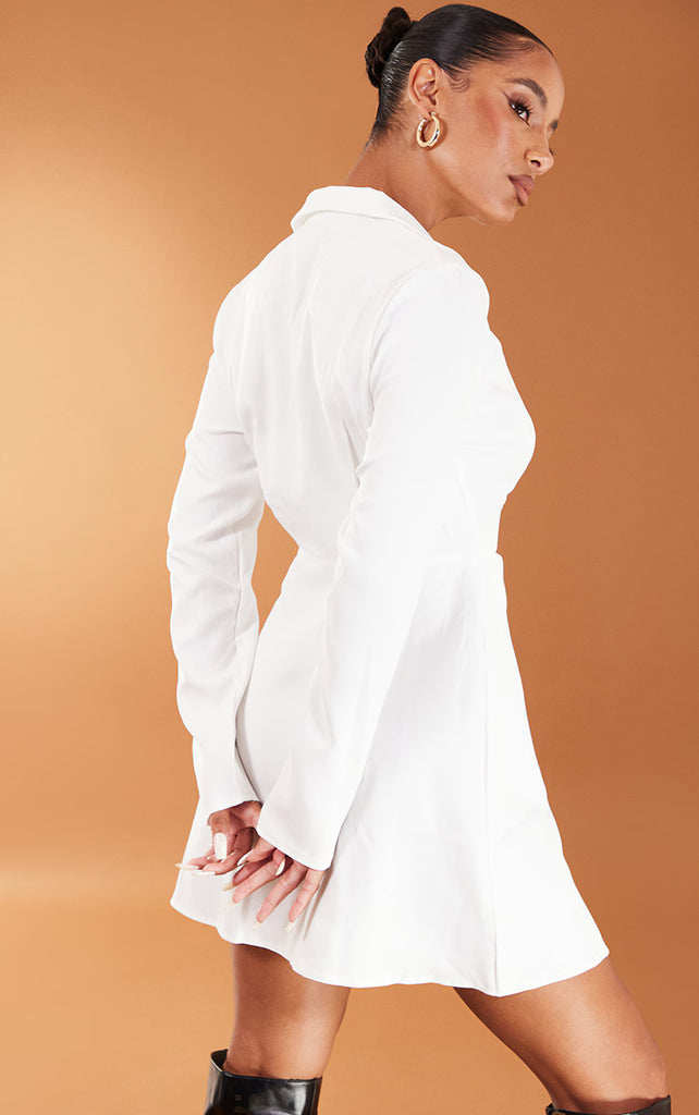 White Cut Out Collar Detail Bodycon Dress