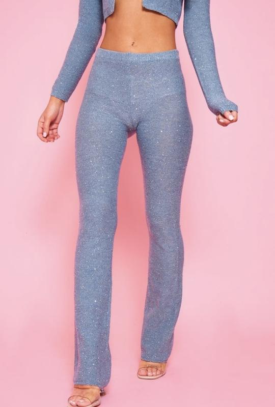 Dusty Blue Glitter Knit Heart Trim