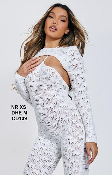Off White Open Knit Halterneck top