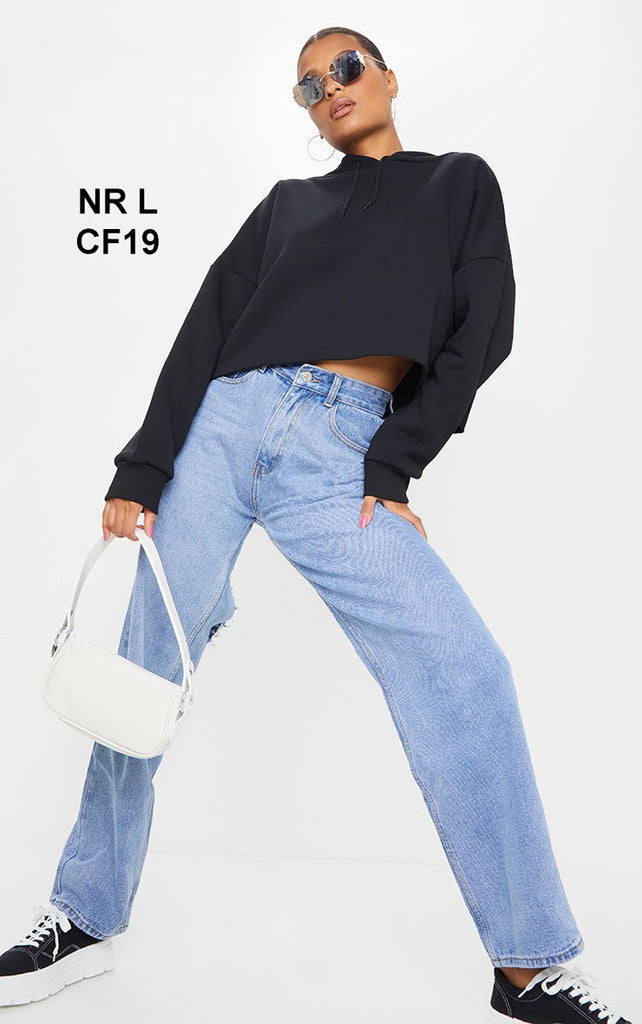 Black Ultimate Oversized Crop Hoodie
