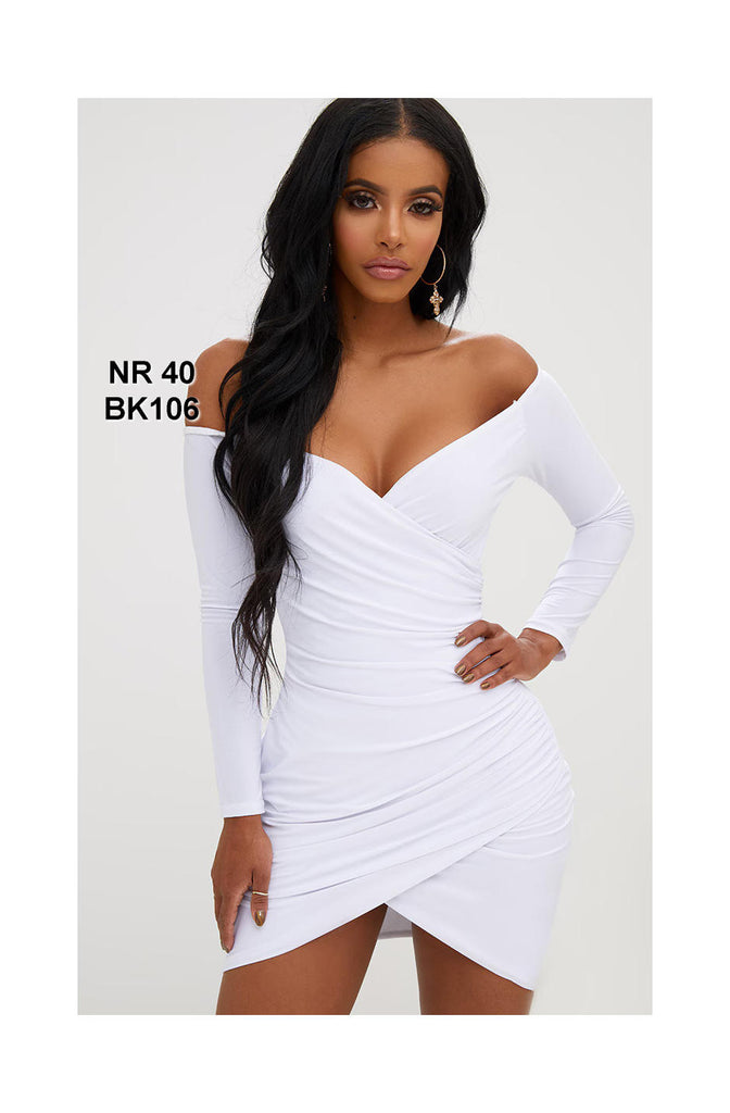 Shape White Ruched Bardot Bodycon Dress