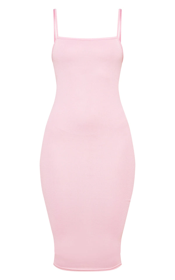 Baby Pink Strappy Midi Dress