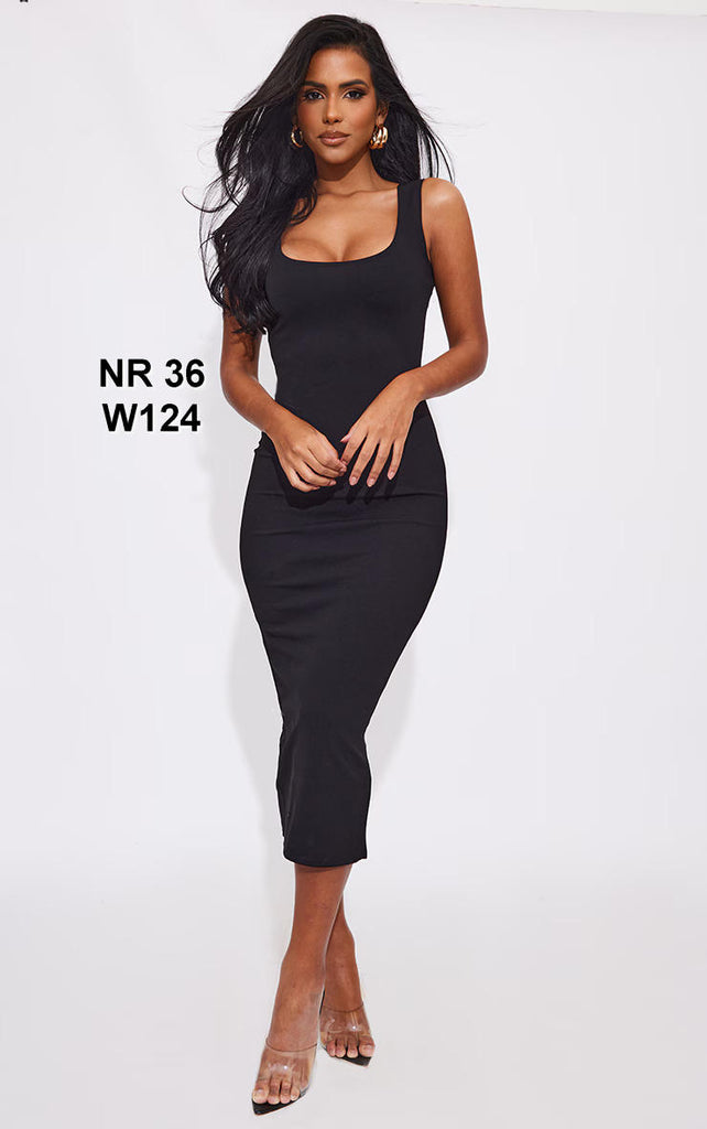 Black Slinky Ruched Front Square Neck Bodycon Dress