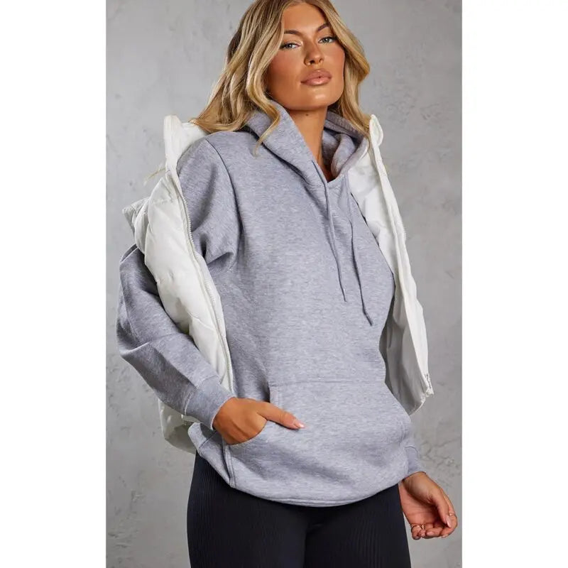 Heather Grey Basic Kangaroo pocket Hoodie