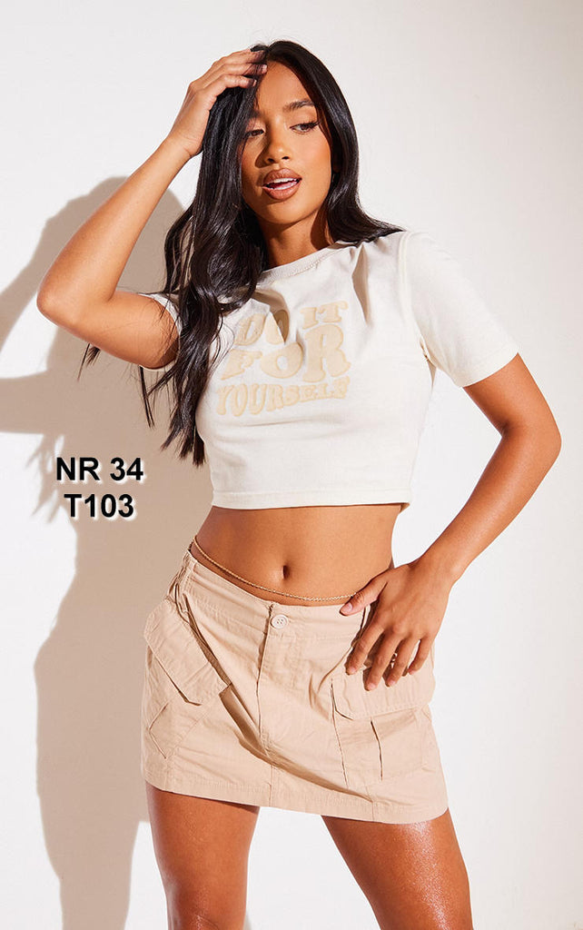 Petite Camel Pocket Front Cargo Micro Mini Skirt