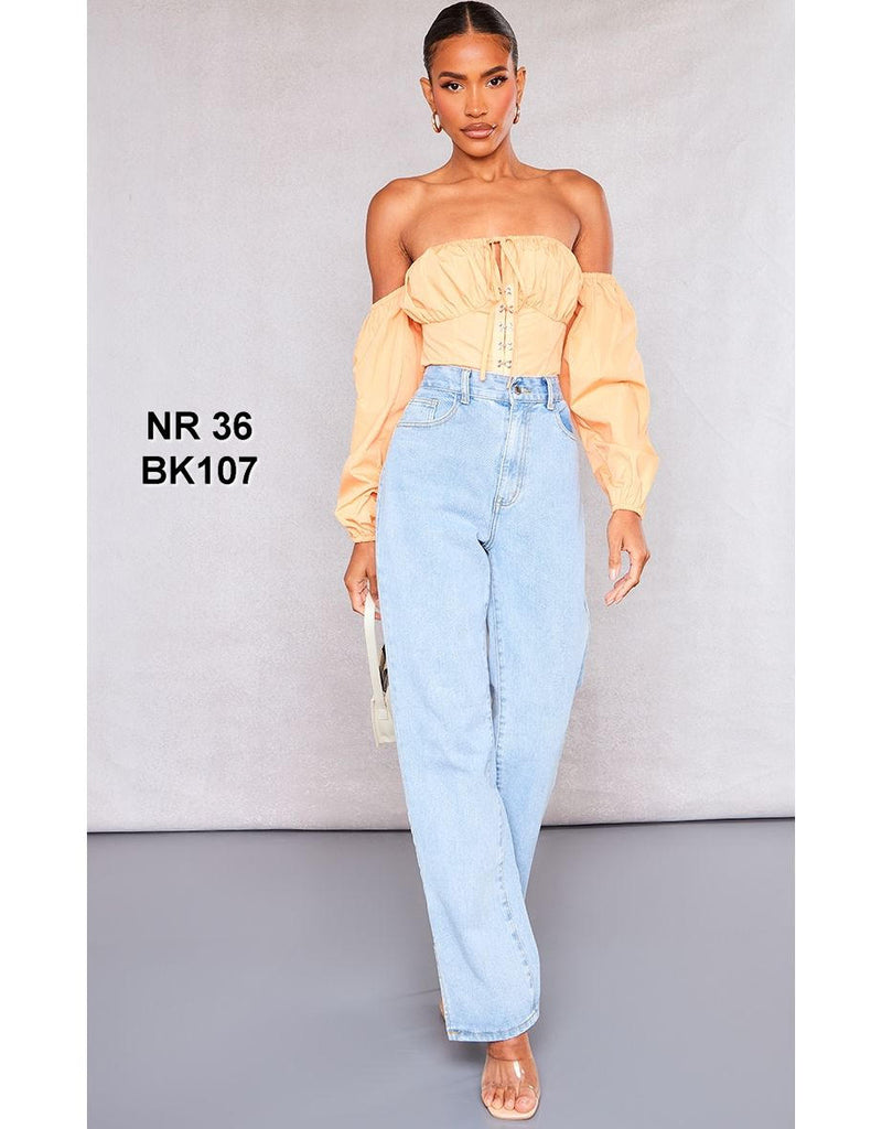 Prettylittlething Women's Orange Hook & Eye Bardot Long Sleeve Bodysuit