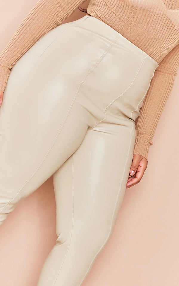 Plus Stone Faux Leather Stretch Leggings