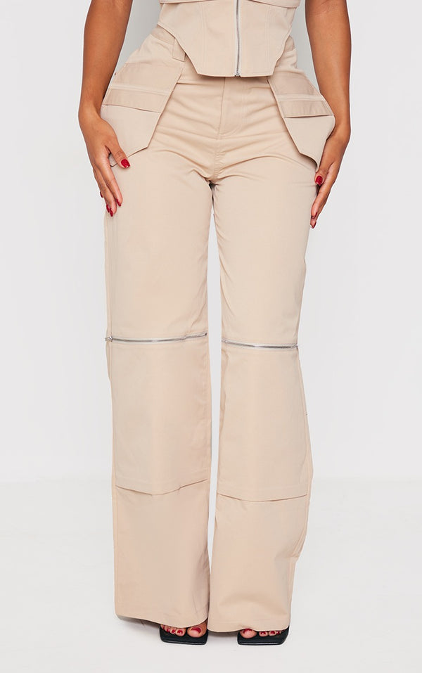 Shape Stone Woven Zip Detail Trousers