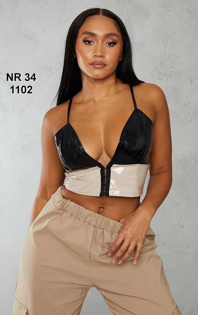 Shape Black Vinyl Hook And Eye Asymmetric Top