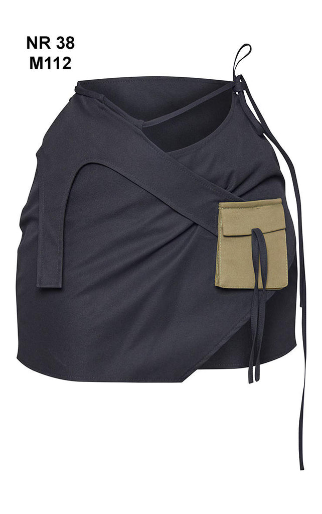 Black Utility Contrast Pocket Detail Mini Skirt