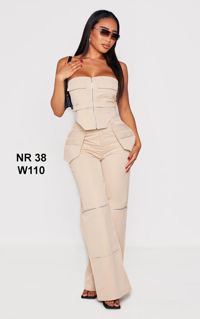 Shape Stone Woven Zip Detail Trousers
