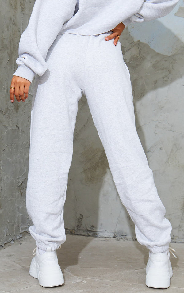 Ash Grey Sweat Cuffed High Waist Joggers