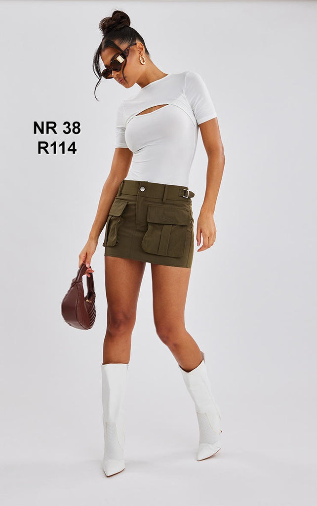 White Slinky Cut Out Front Short Sleeve Bodysuit