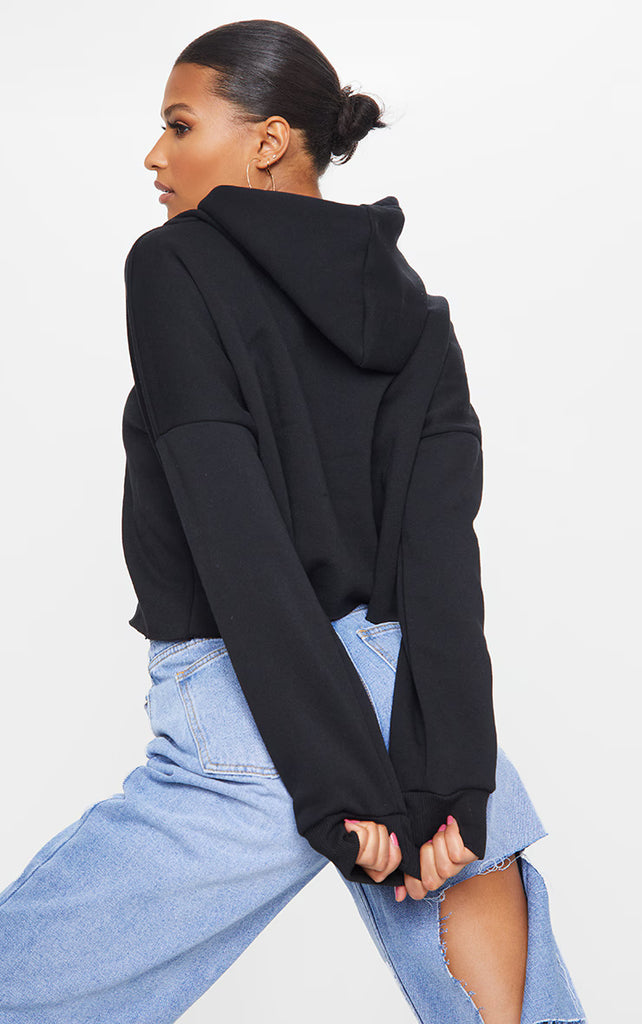 Black Over sized Crop Hoodie