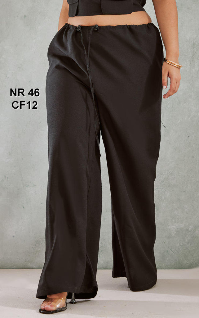 Plus Black Toggle Waist Wide Leg Pants