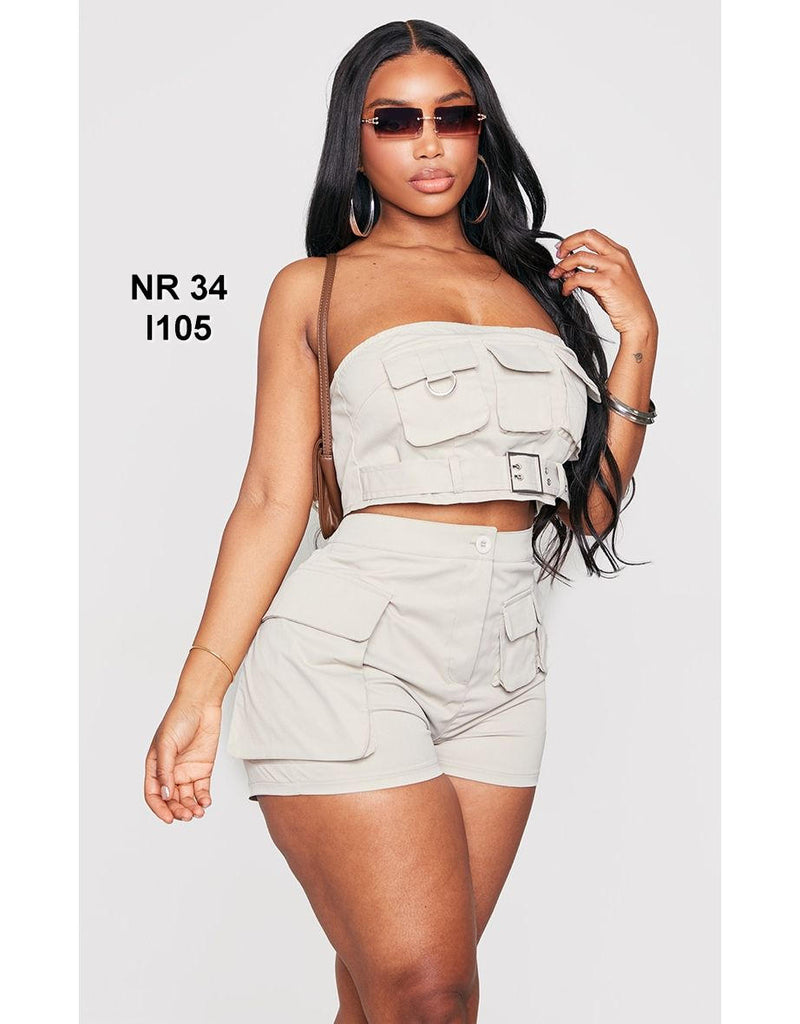 Shape Stone Twill Buckle Detail Cargo Bandeau
