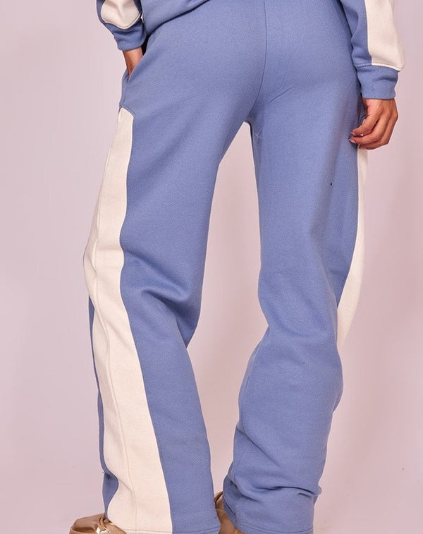 Baby Blue Aspen Embroidered Paneled Oversized Wide Leg Trousers