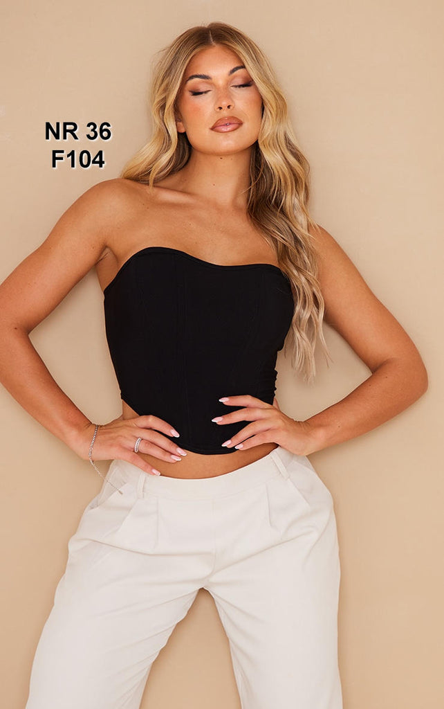 Black Plain Boned Corset