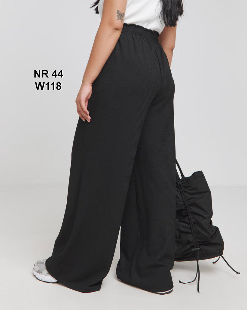 Plus Black Woven Pleat Detail Waistband Wide Leg Trousers