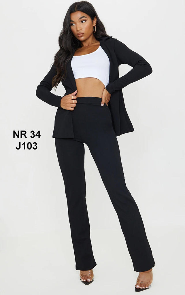 Black Straight Leg Suit Trouser