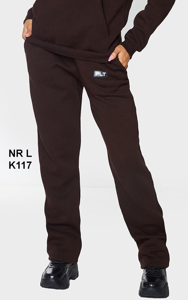 PRETTYLITTLETHING Chocolate Badge Detailed Straight Leg Joggers