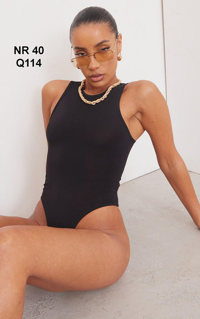 Basic Black Slinky Racer Bodysuit
