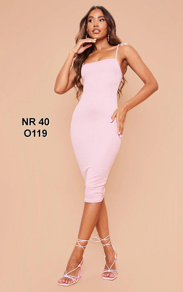 Baby Pink Strappy Midi Dress