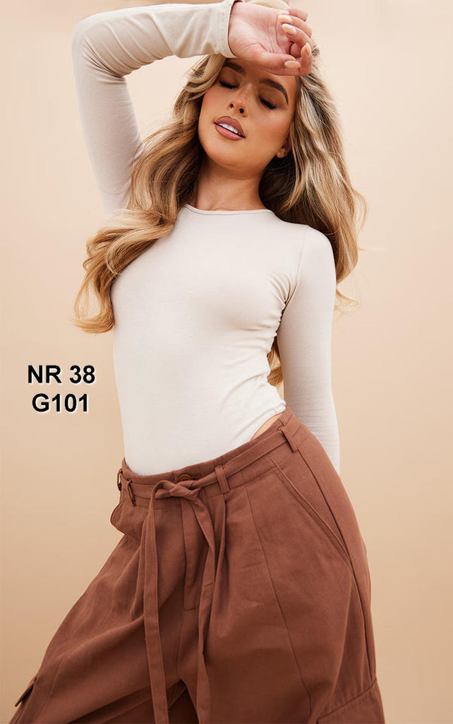 Stone Cotton Long Sleeve Bodysuit