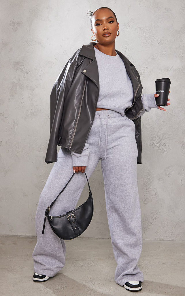 Plus Grey Marl Wide Leg Jogger