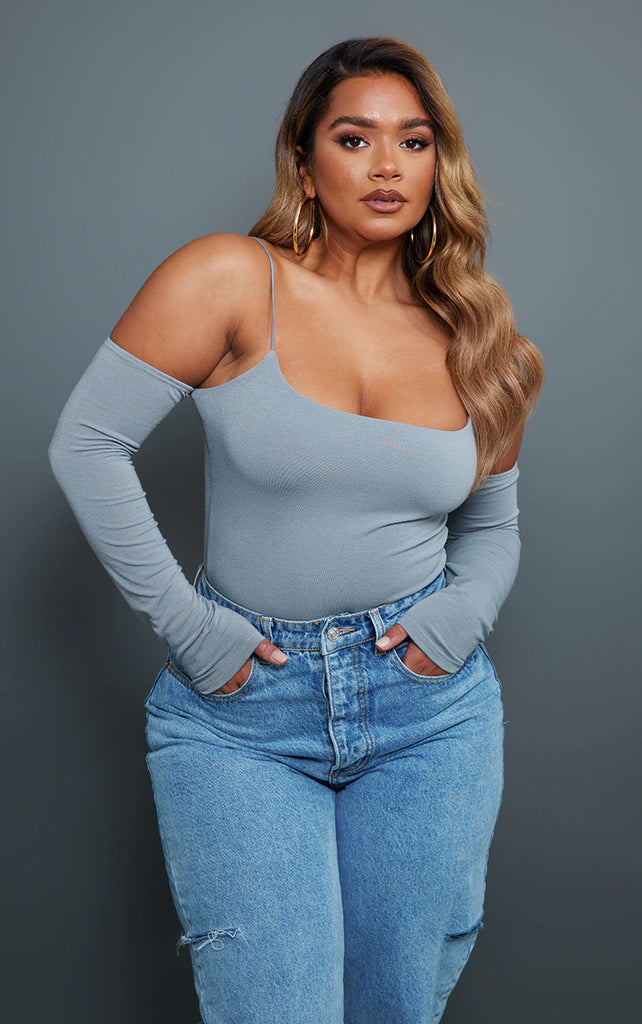 Shape Grey Marl Contour Jersey Bardot Bodysuit