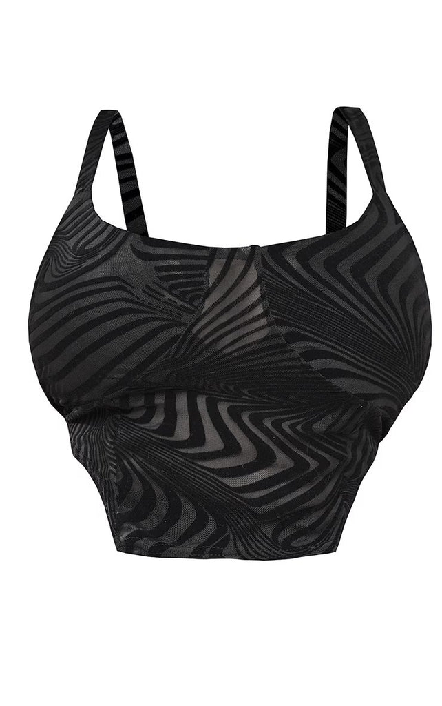 Plus Black Devore Crop Top