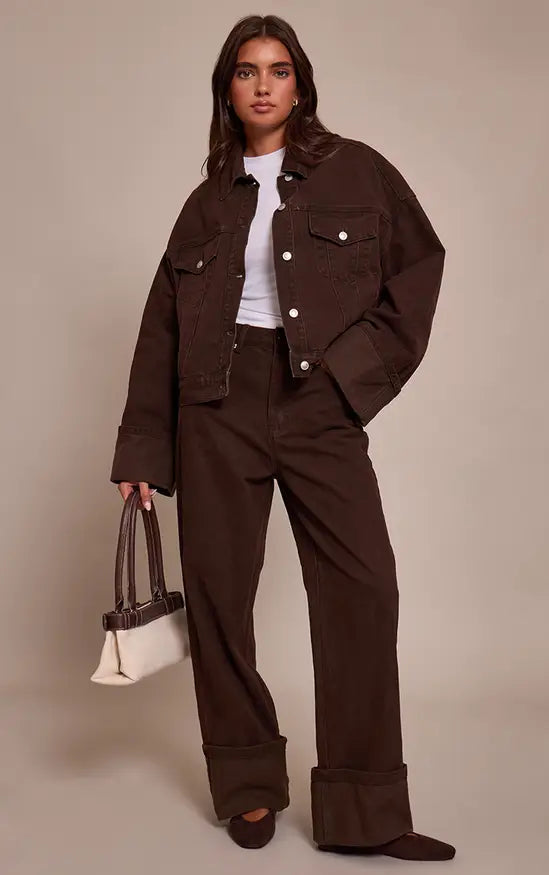 Chocolate Turn Up Hem Jeans