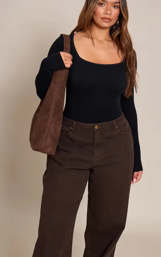 Shape Chocolate Wide Leg Denim Jeans