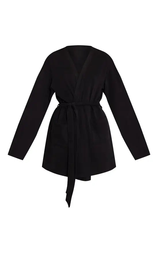 Black Soft Touch Short Dressing Gown