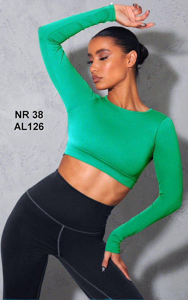 Green Sculpt Luxe Long Sleeve Sports Top
