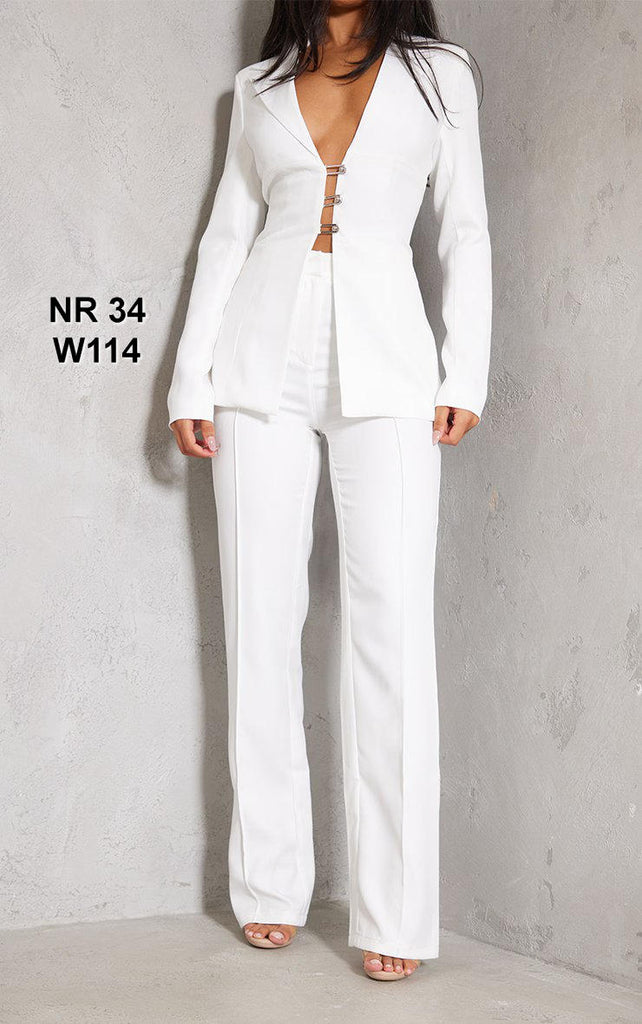 White Wide Leg High Waist Trousers